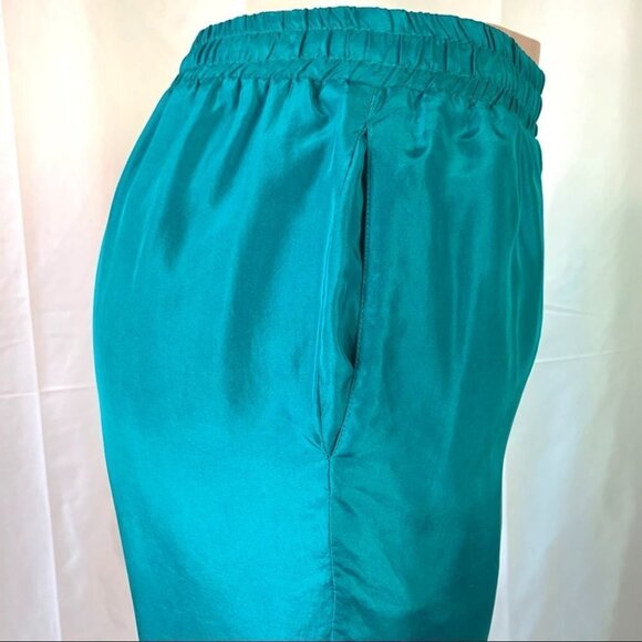 SECOND WIND VINTAGE SILK PANT LINED ELASTIC WAISTBAND HIGH RISE TROUSER WOMEN 10 - Picture 7 of 16